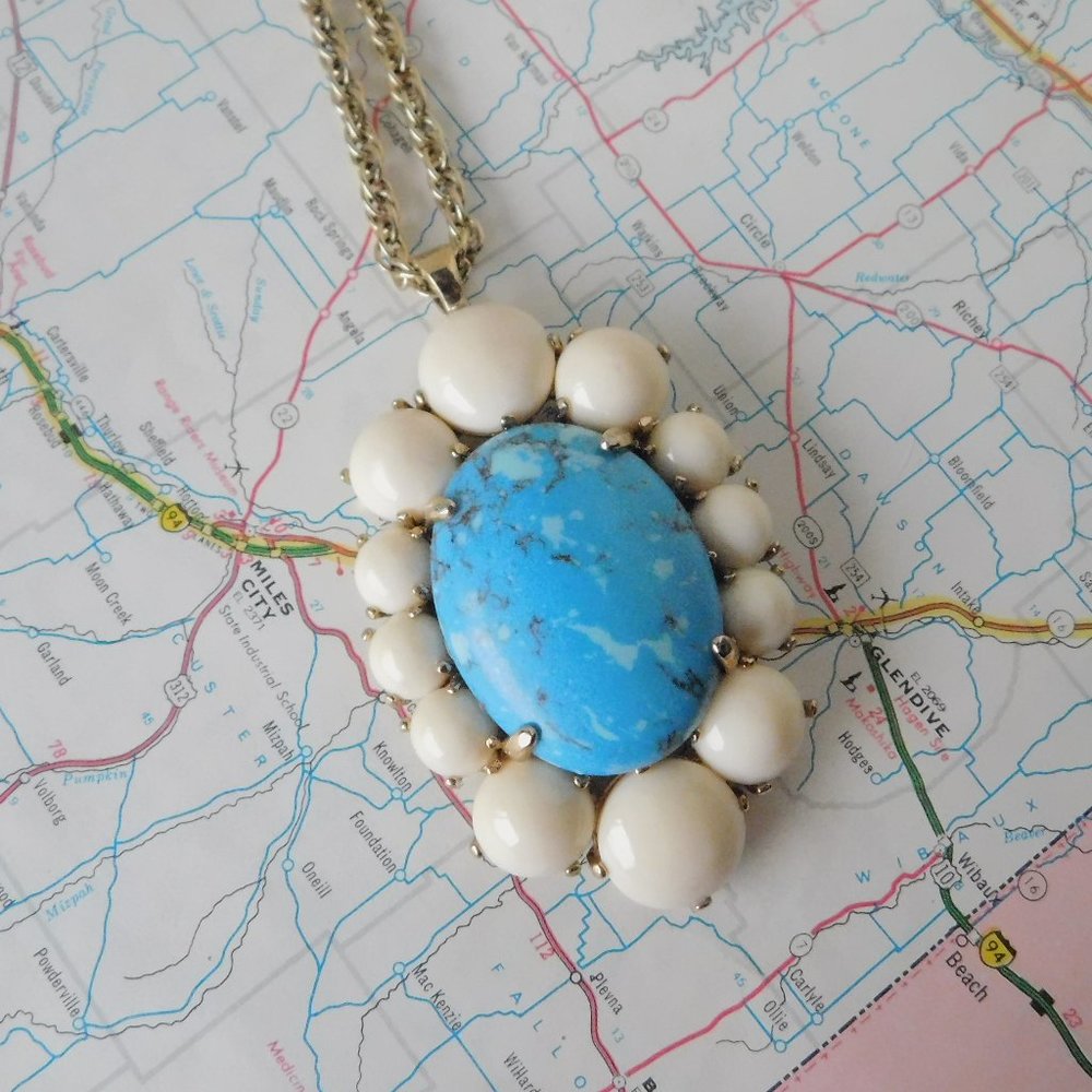 Ann Taylor faux turquoise long necklace